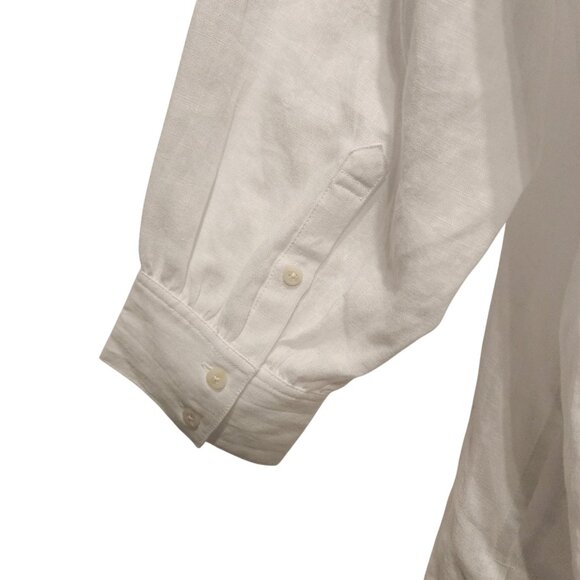 Lands' End Women White 100% Linen Long Button Down Tunic Top Size 2X 20W-22W - Picture 4 of 7